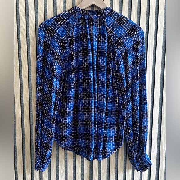 Anthropologie- Pilcro- Blue and Black Plaid Button Down Shirt - Picture 4 of 6